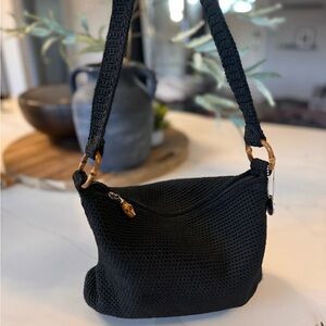 Vintage The Sak Woven Hobo bag with bamboo rings and pull